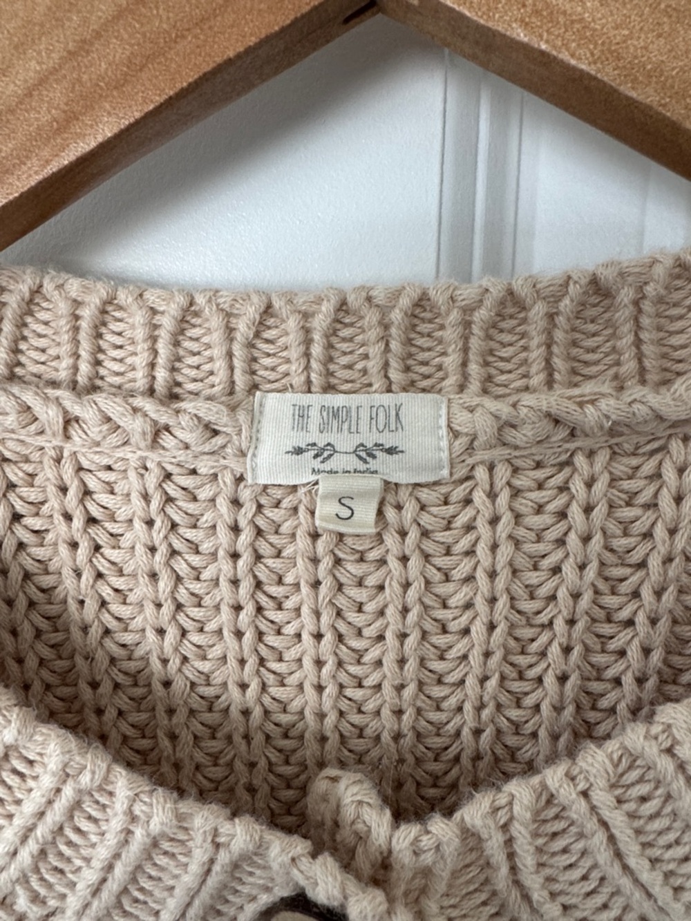 The Simple Folk Beige Chunky Knit Button-Front Women's Cardigan - Picture 2 of 4